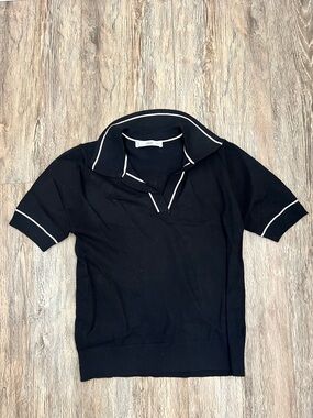 Mango Black Polo with White Trim